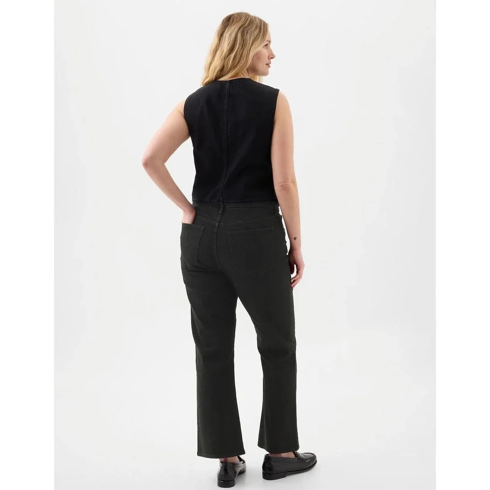 New Gap Jeans 16 Mid Rise Kick Fit Flare Ankle Cropped Black Y2k NWT‎ Stretch